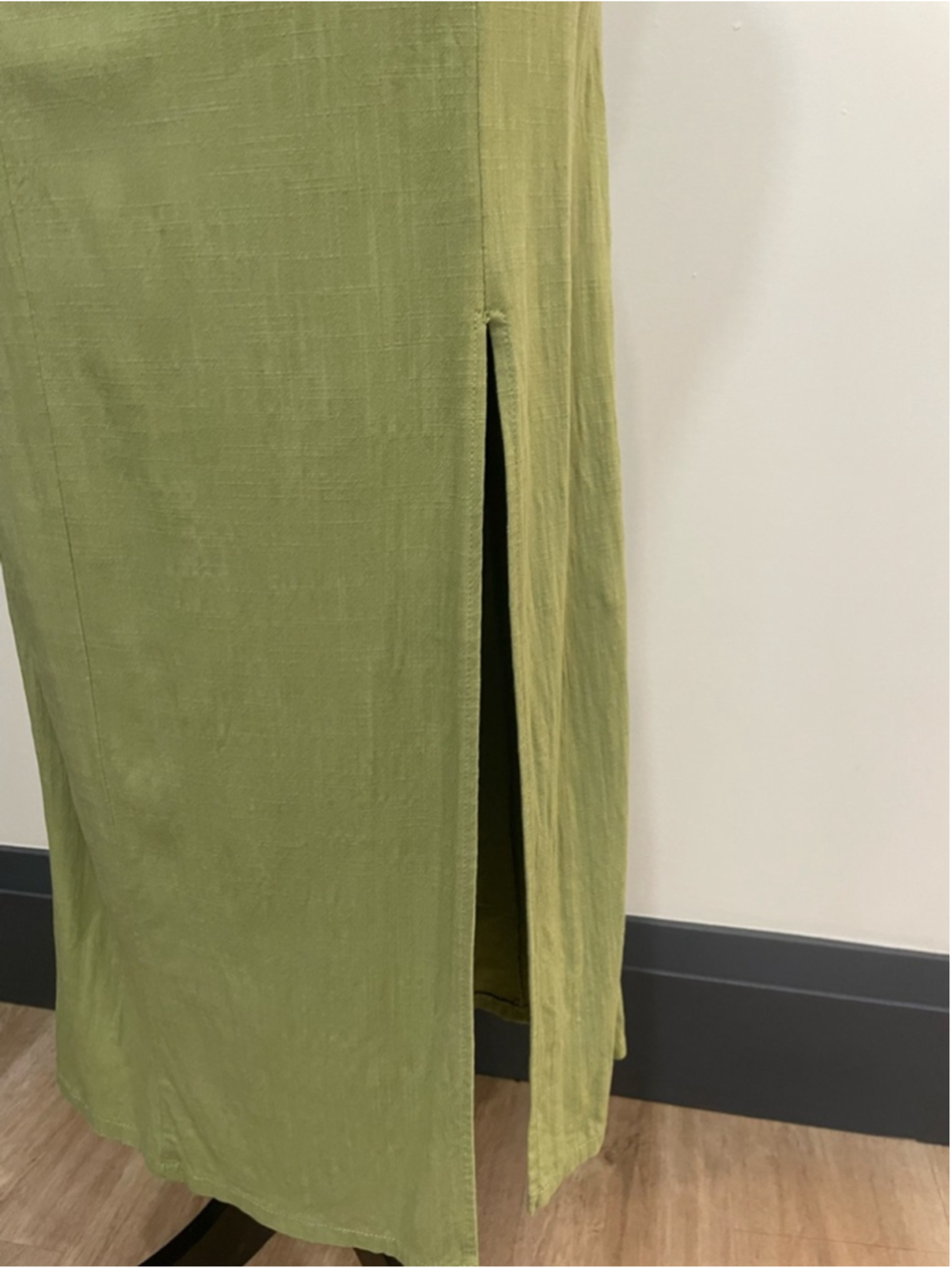 ZARA Green Maxi Dress S Milkmaid Slit Minimalist Feminine - Picture 3 of 9